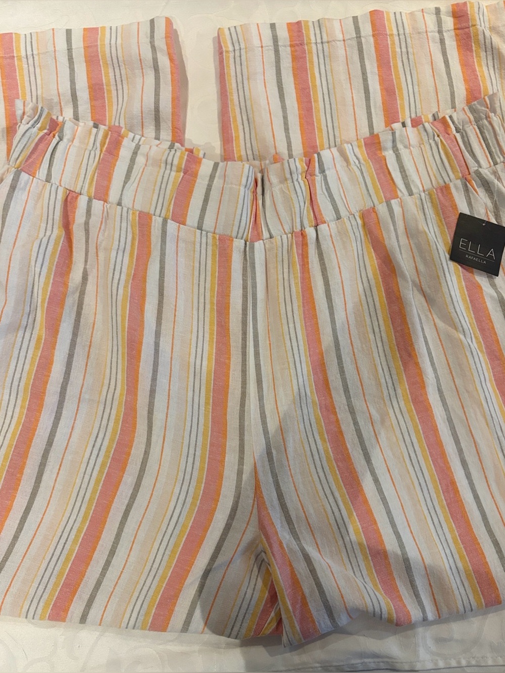 Ladies Rafaella Striped Peach, Cream & Tan flowy pants 3xl